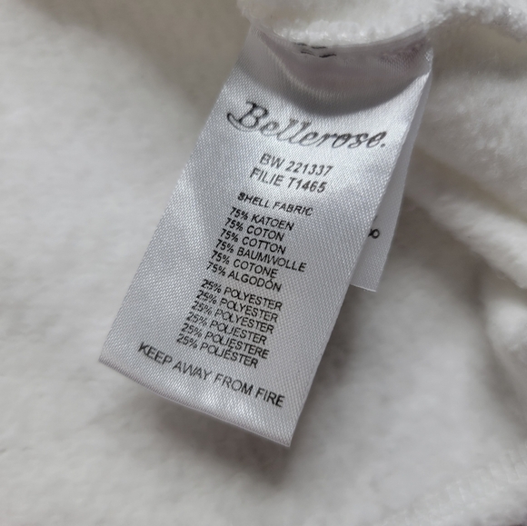 Bellerose Filie Cotton White Fringe Hem Hooded Sweatshirt Size 1 - Picture 14 of 16